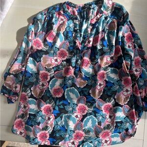 NYDJ Floral Blouse in Blue and Pink